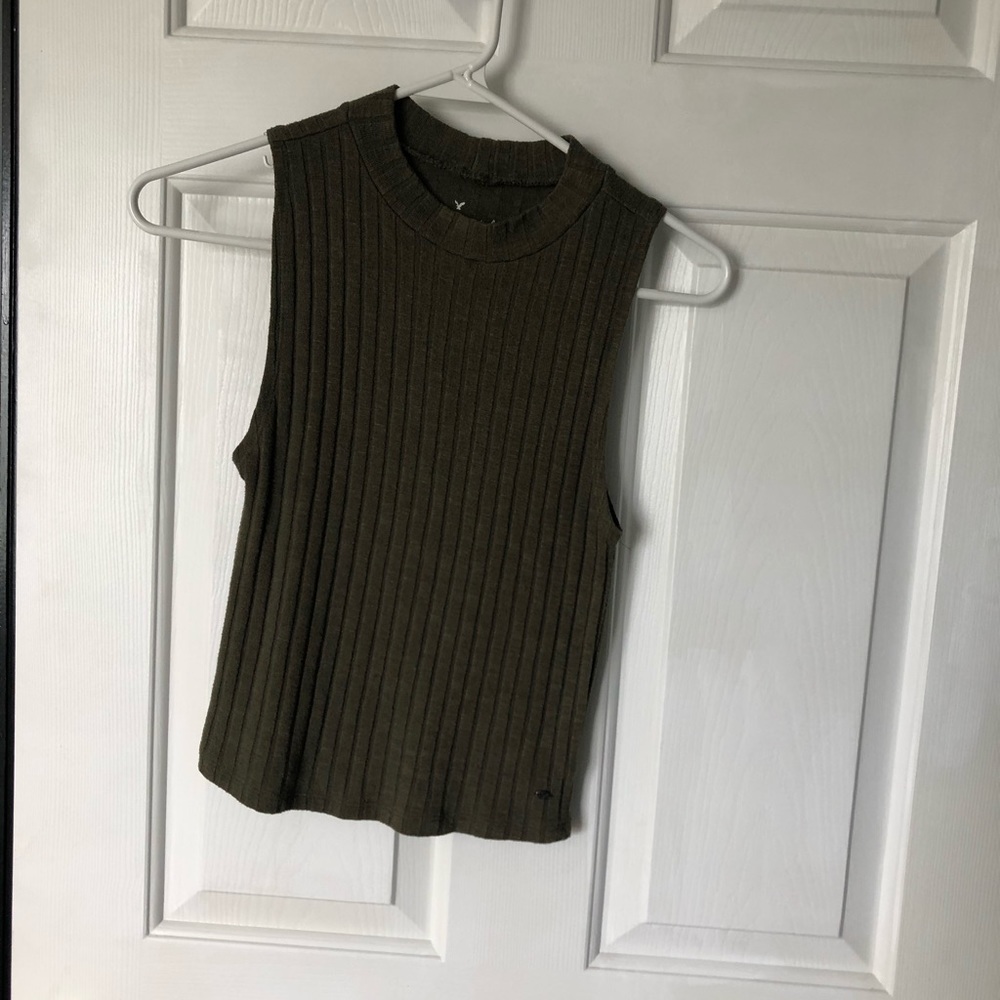 American Olive Green Ribbed Tank Top